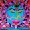 Chillin' Sun is a uv (ultraviolet) blacklight fluorescent and glow-in-the-dark phosphorescent afterglow psychedelic spiritual visionary fantasy fine art backdrop painting by symeon nostrakis of 333artworks/tripleviewart, and depicting a magic sun with a tibetan face in meditation while chilling the fire in the sea water, and his third eye/3rd eye inside a flower growing from a heart (available on posters, postcards, t-shirts, backdrops/banners)