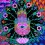The Hand is a uv (ultraviolet) blacklight fluorescent and glow-in-the-dark phosphorescent afterglow psychedelic spiritual visionary fantasy fine art backdrop painting by symeon nostrakis of 333artworks/tripleviewart, and depicting the lucky hand of fatima with a heart and an eye, a magic amulet encircled by flowers, amanita (fly agaric) mushrooms, and the elements of earth, water, air, and fire (available on posters, postcards, t-shirts, backdrops/banners)