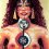 Chakra Girl #2 is a psychedelic spiritual visionary fantasy fine art mural painting by symeon nostrakis of 333artworks/tripleviewart, and depicting a female on meditation, with open heart and above chakras and rising kundalini energy (hindu theme) (available on posters, postcards, t-shirts, backdrops/banners)